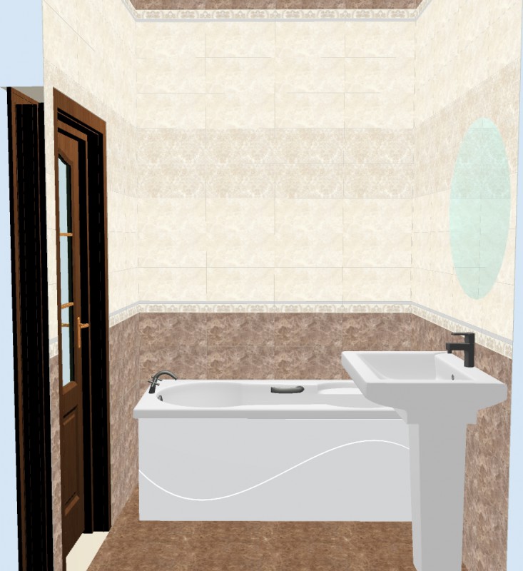 Плитка Persey бежевая в ванной. Проект дизайна
